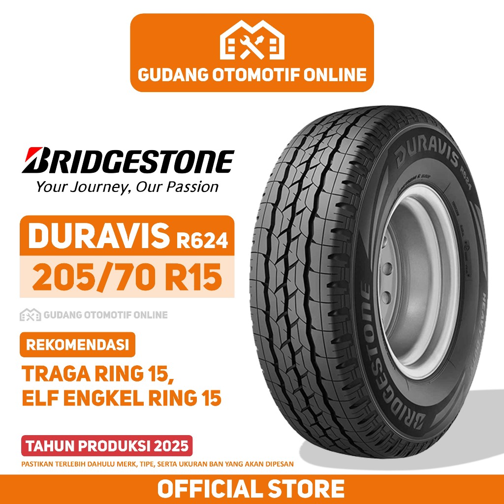 Ban Bridgestone Duravis R624 205/70 R15 Ban Mobil Traga ELF Engkel Ring 15