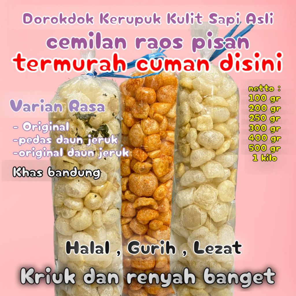 

1 BALL KERUPUK KULIT SAPI ASLI 400 GR DOROKDOK VIRAL ENAK MURAH HALAL RENYAH