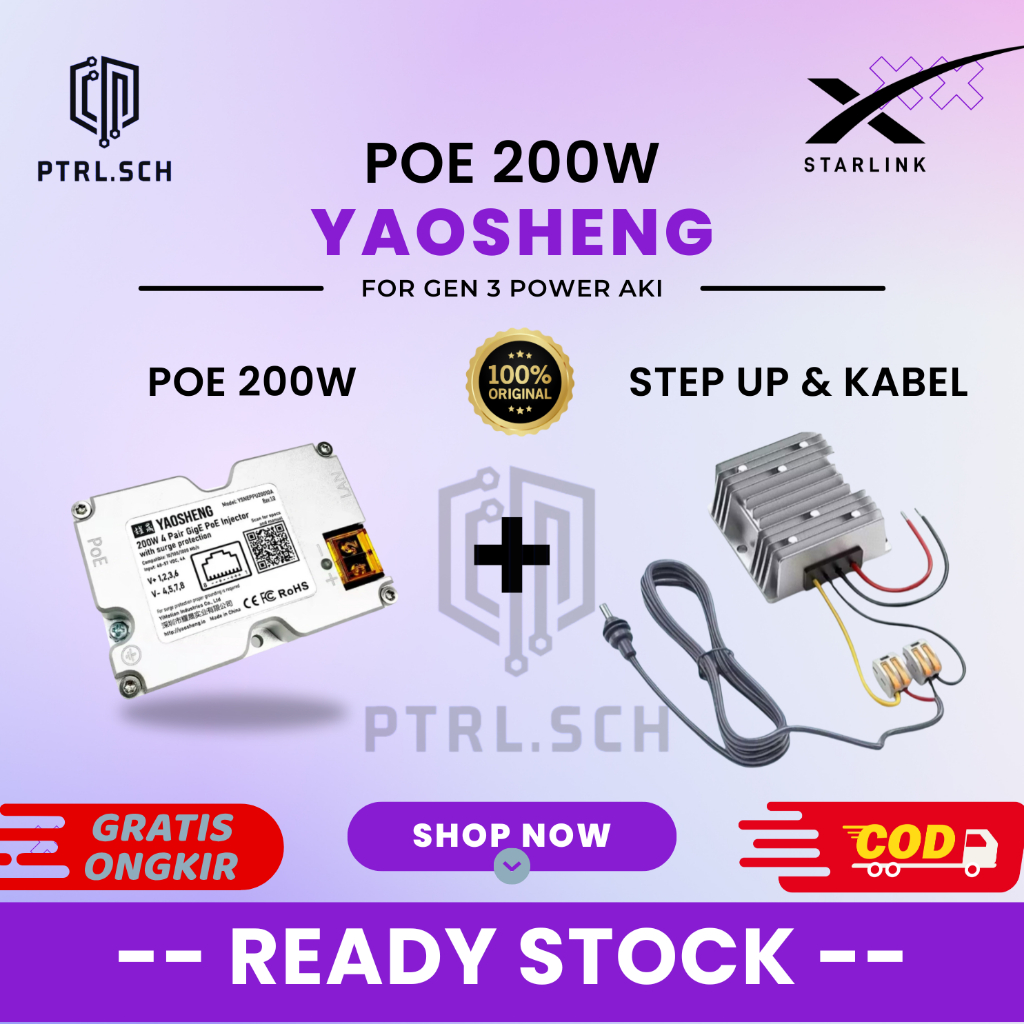 PAKET POE 200W + STEP UP KONVERT UNTUK STARLINK GEN 3