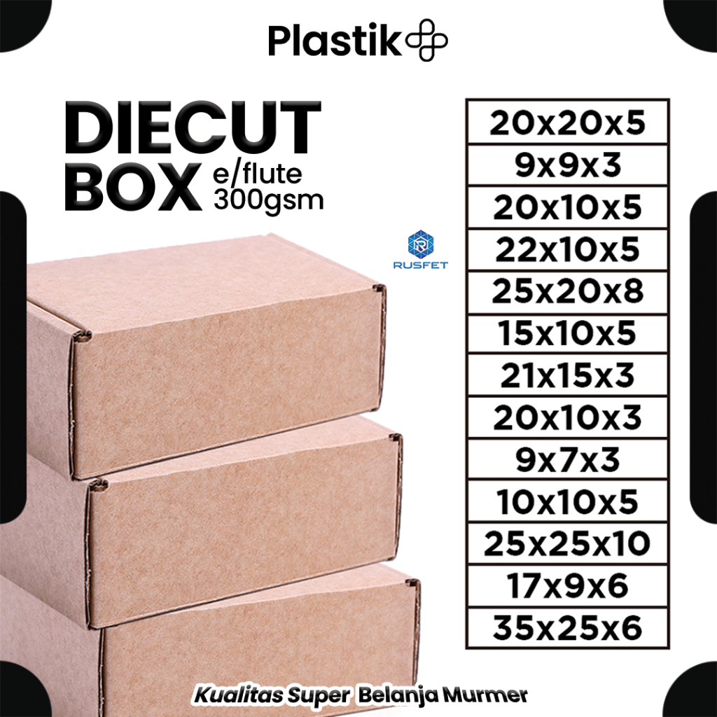 

DieCut Box Kardus Packing Rusfet Kotak Box Hampers Cardboard Dus Polos Harga Ecer Satuan