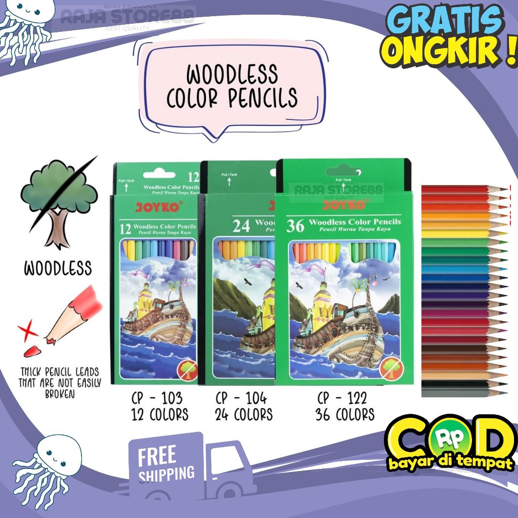 

PENSIL Warna Joyko Panjang Woodless Colour Pencil Color Pencil Pinsil Warna HIJAU