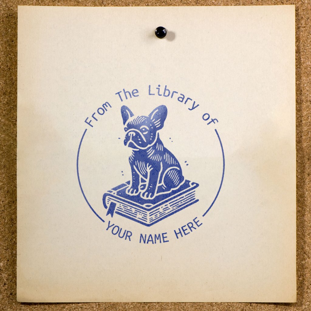 

Stempel Buku Ex Libris Custom Nama SE-86 | Desain Anjing French Bulldog | Stamp Perpustakaan