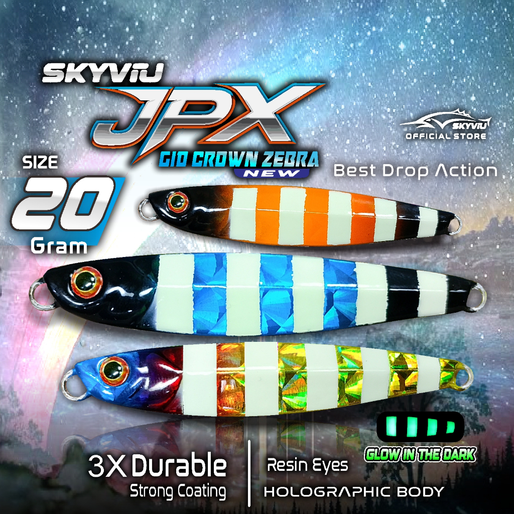 Umpan Jig 20 Gram SKYVIU JPX GID Zebra Kipas Umpan Pancing Laut 20gr Bisa Menyala Malam Hari Umpan M