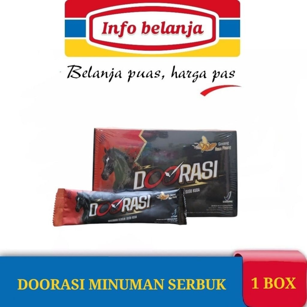

DOORASI - GINSENG BOTANICAL SUSU KUDA 1 BOX ISI 5 SACHET SUPLEMEN STAMINA RASA PISANG DOORASI ORIGINAL ASLI