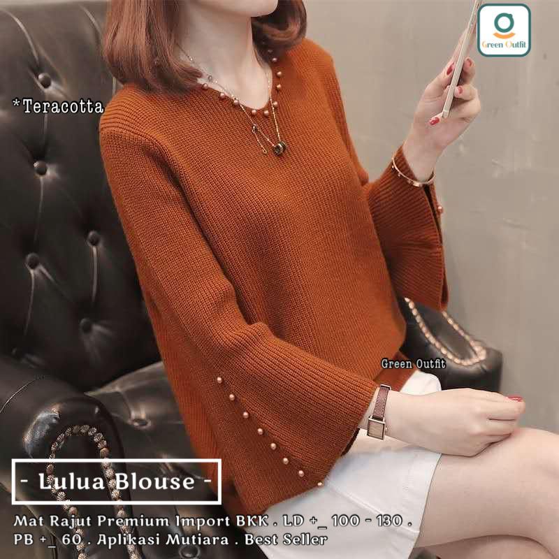 Lulua Blouse sweater atasan wanita jumbo ld 100 - 130 matt rajut import ori bkk korean style 2025