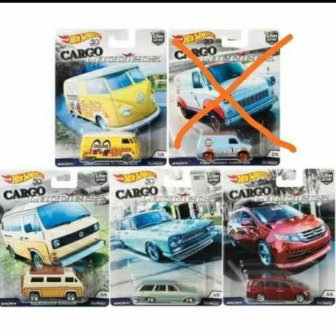 hot wheels cargo carriers premium set 4 Honda Odyssey, Volkswagen vw T1 Panel Bus Mooneyes, Nissan S