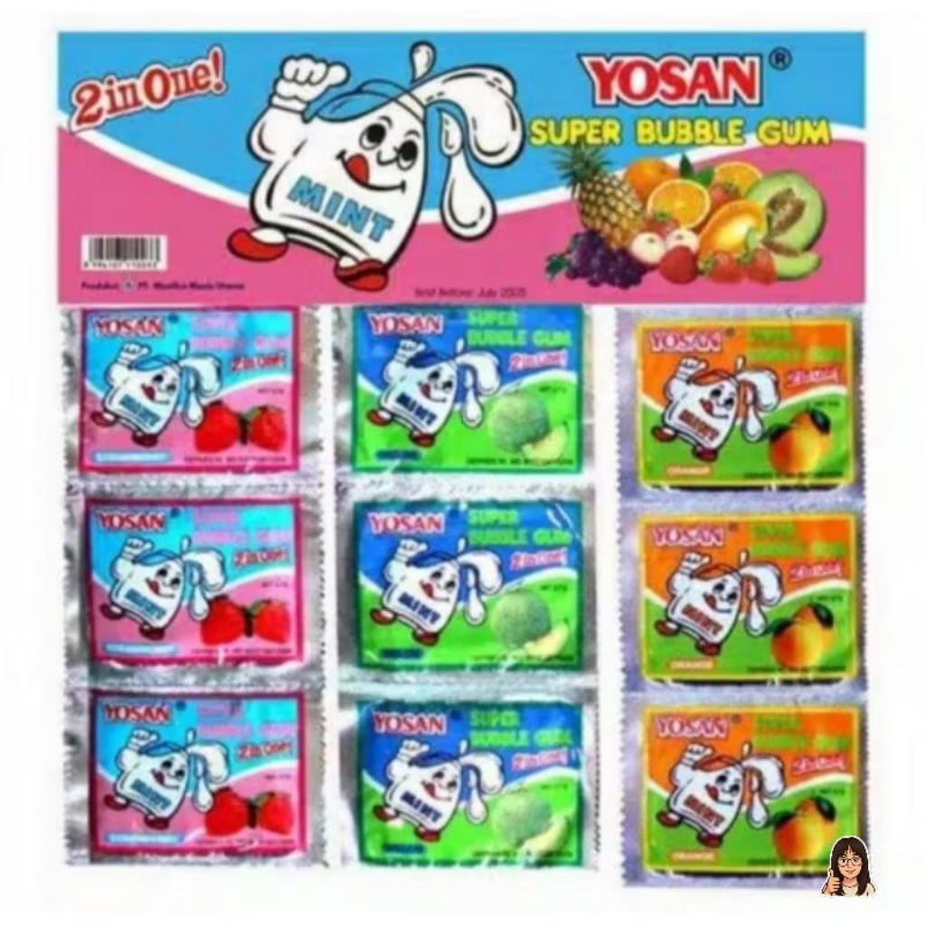 

YOSAN SUPER BUBBLE GUM/PERMEN KARET JADUL/PERMEN KARET YOSAN/PERMEN KARET RENCENG ISI 96 (4pax)