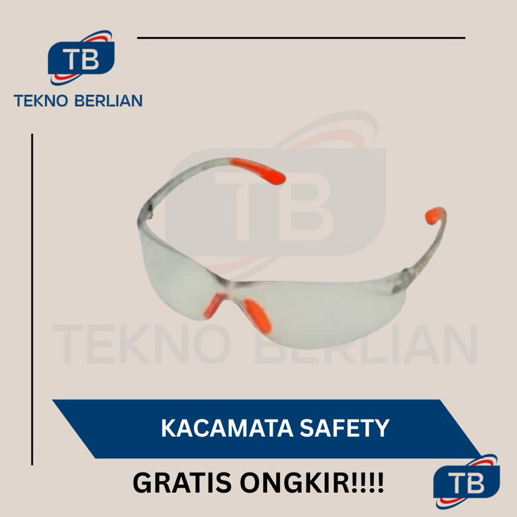 Kacamata Safety - Kacamata Gerinda Las - Kacamata  Anti Debu Glasses Sporty Bening