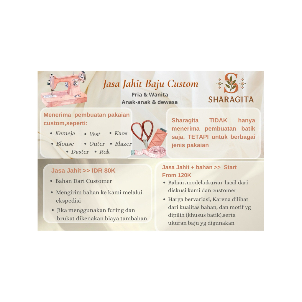 JASA JAHIT BAJU,KEMEJA,BLOUSE,VEST,ROK,DLL | JASA JAHIT SAJA & JASA JAHIT+BAHAN