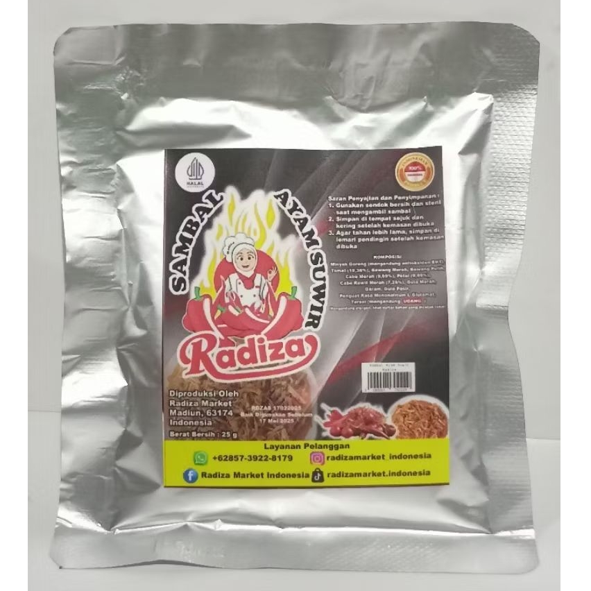 

Sambal Sachet Ayam Suwir Radiza BPOM dan Halal