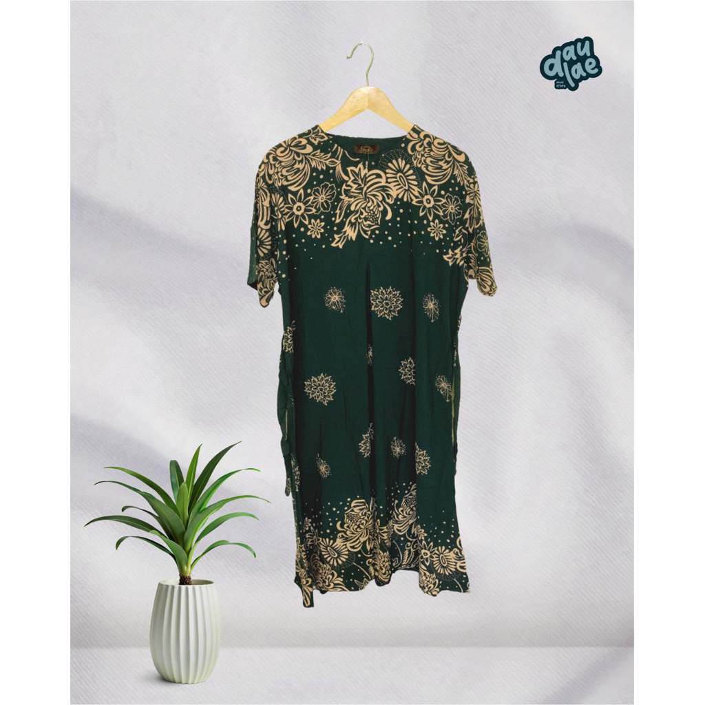 daster katun lengan panjang warna hijau