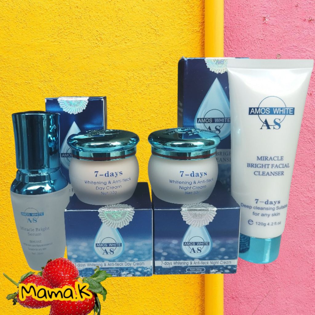 PAKET PEMUTIH WAJAH AMOS WHITE SABUN SERUM CREAN SIANG MALAM