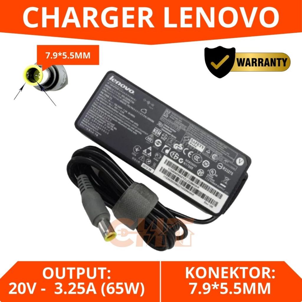 Charger Laptop Lenovo T400 T410 T410i T410s X200 X201 X220 DC Konektor 7.9MM * 5.5MM Output 20V 3.25