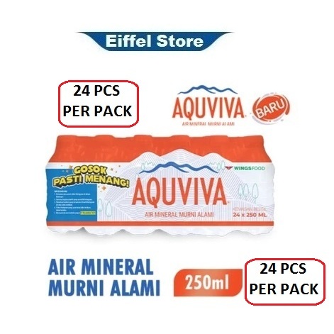 

AQUVIVA Air mineral 250ml x 24 pcs | Air mineral Aquviva 250ml ISI 24 BOTOL (AQUVIVA 250 ML MURAH)