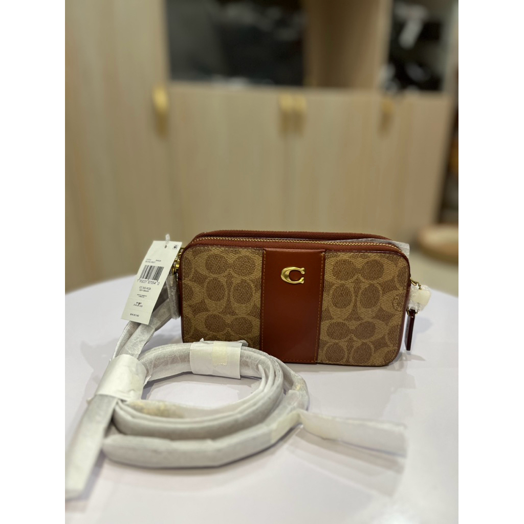 Coach Kira Crossbody In Colorblock Signature Kanvas_Tan rust