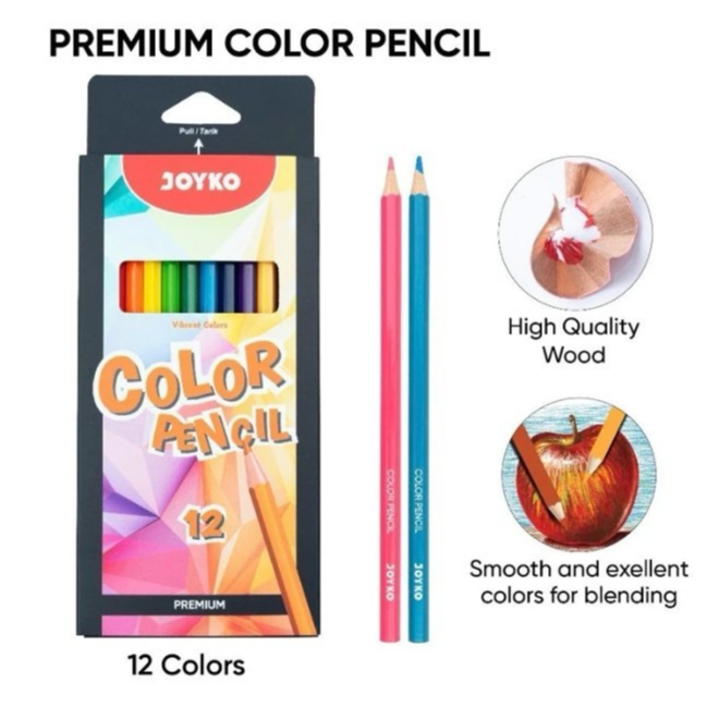 

Pencil Warna Joyko Panjang 12W Premium Pensil Warna Panjang CP 0131