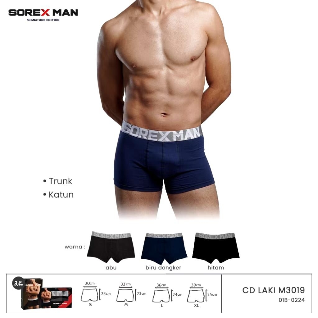 Sorex Man Boxer Katun Pria Signature Trunk CD LK M 3019