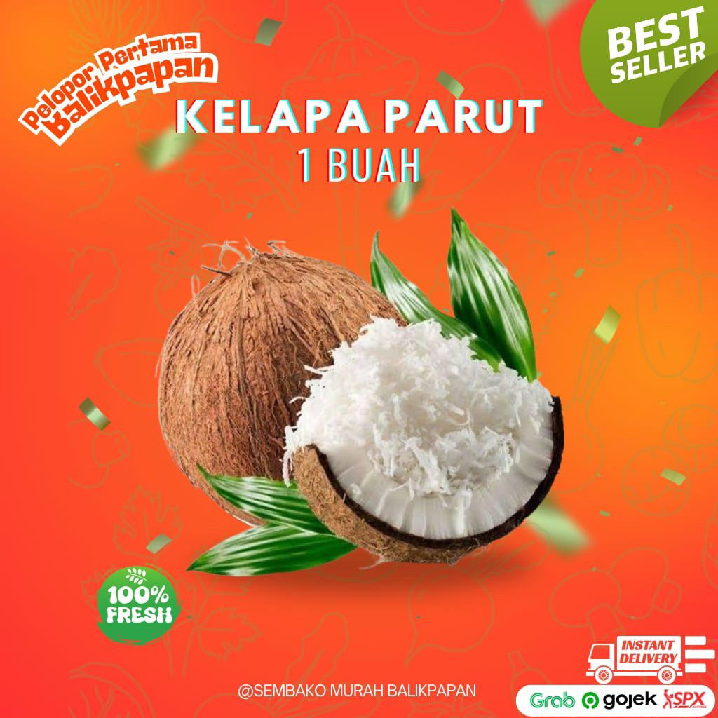 

Kelapa Parut - 1 Buah Utuh / Kelapa Santan / Kelapa Segar (PASTI FRESH DIGILING KETIKA DIORDER)