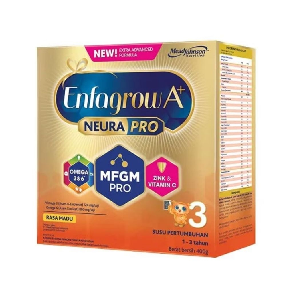

Enfagrow A+ tahap 3 usia 1-3 tahun rasa madu 400gram exp Oktober-desember 2026