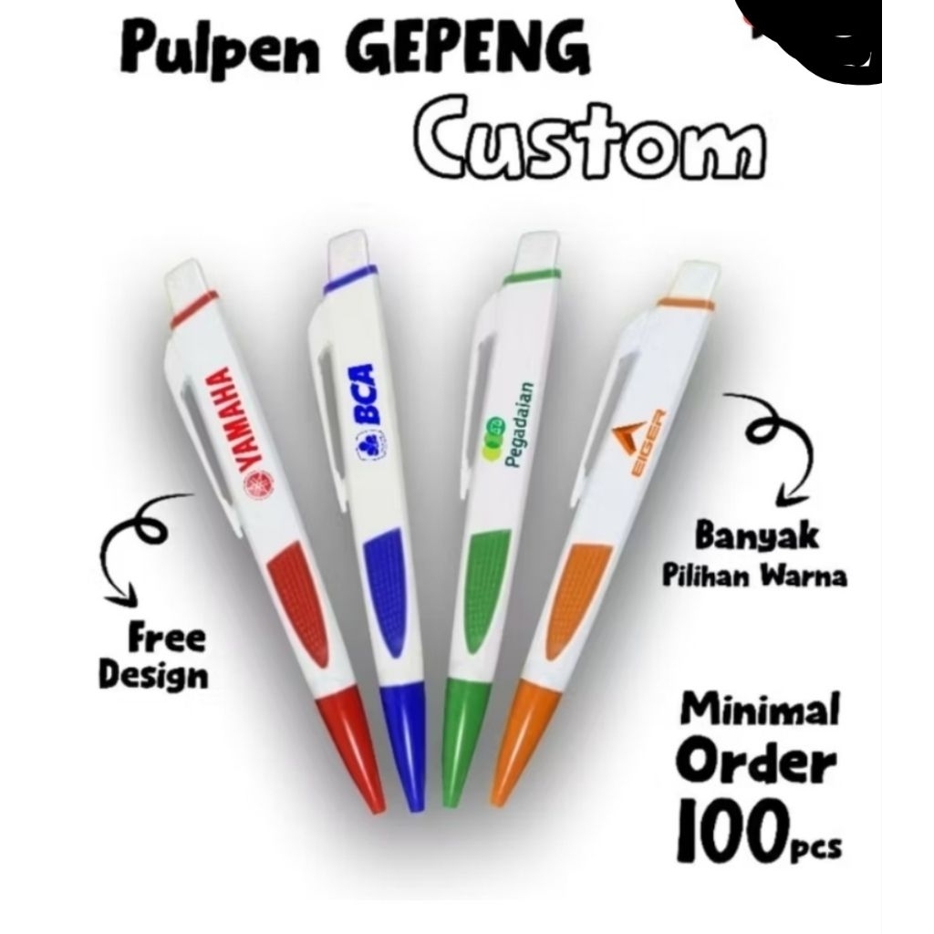 

Pulpen Gepeng/Pulpen custom/sablon bebas drsain