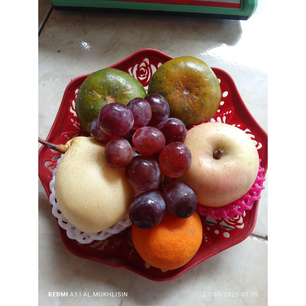 

Paket Parcel Aneka Buah Mini Murah Meriah Alas Piring Plastik Dan Foam