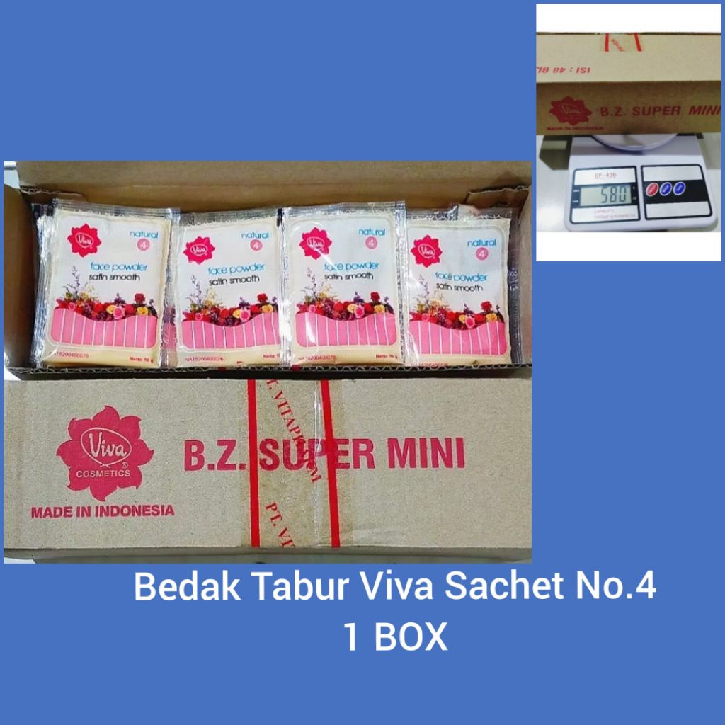 1 BOX Bedak Viva Tabur Sachet No.4 Murah