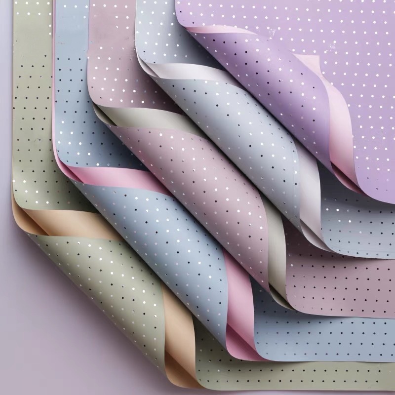 

20 LEMBAR Kertas Buket Bunga Flower Wrapping Bi Color Dua Warna Motif Small Polkadot Kecil Paper Florist KB6031