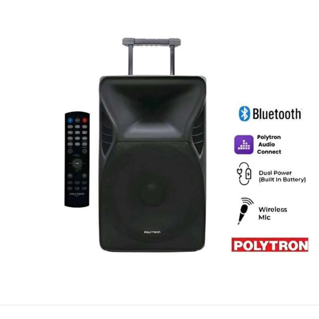SPEAKER POLYTRON PORTABEL PASPRO15F5 15" 2 MIC WIRELES