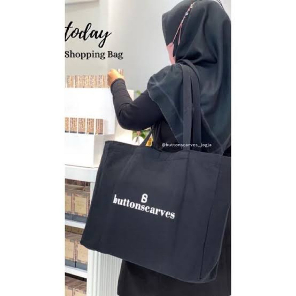 BUTTONSCARVES TODAY BS BIMU TAPIS SHOPPING BAG BLACK TAS BELANJA HITAM NEW BUKAN BEKAS SECOND PRELOV