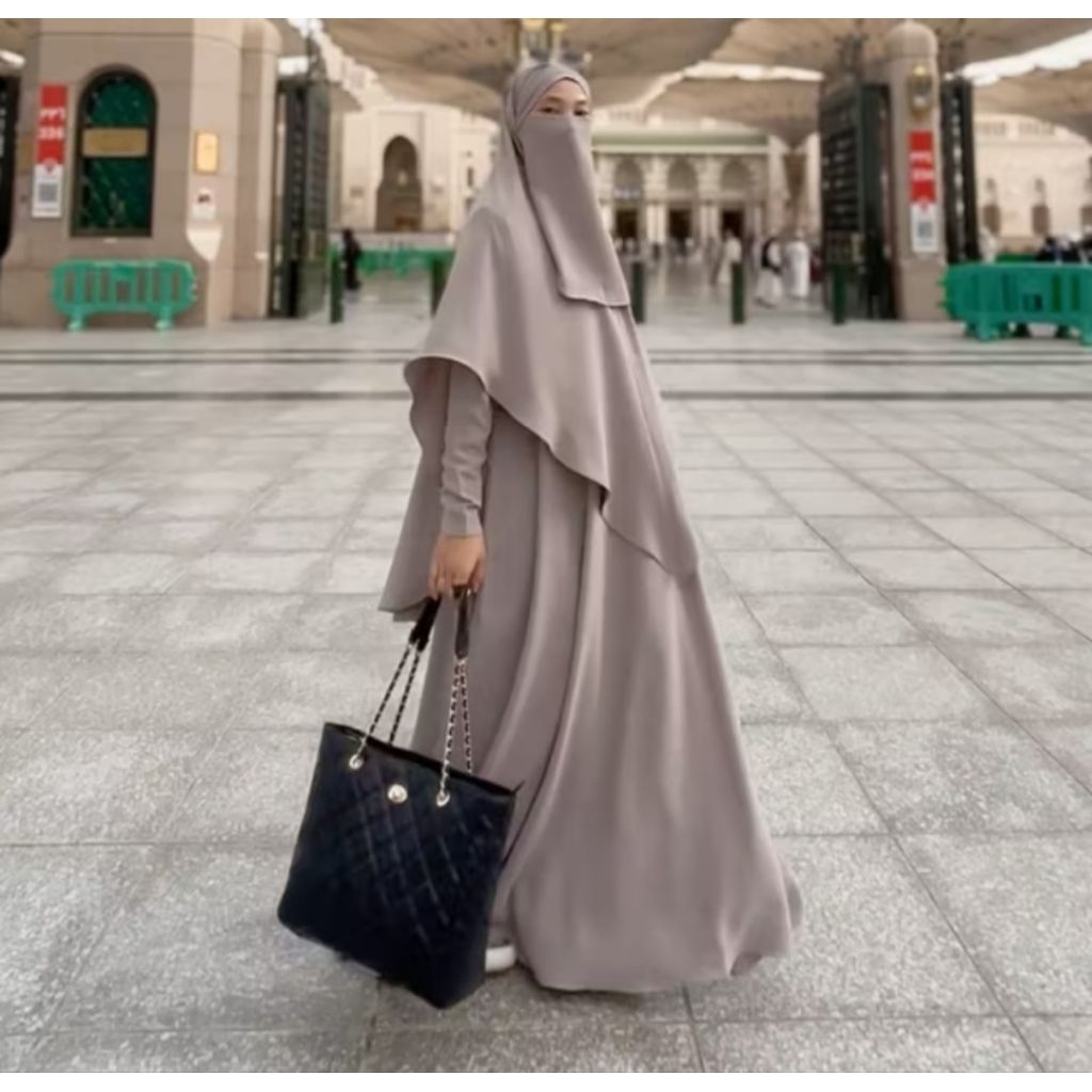 Tsurayya Abaya Basic Vintage Khaki, Bahan Mazen (Baru NWT)