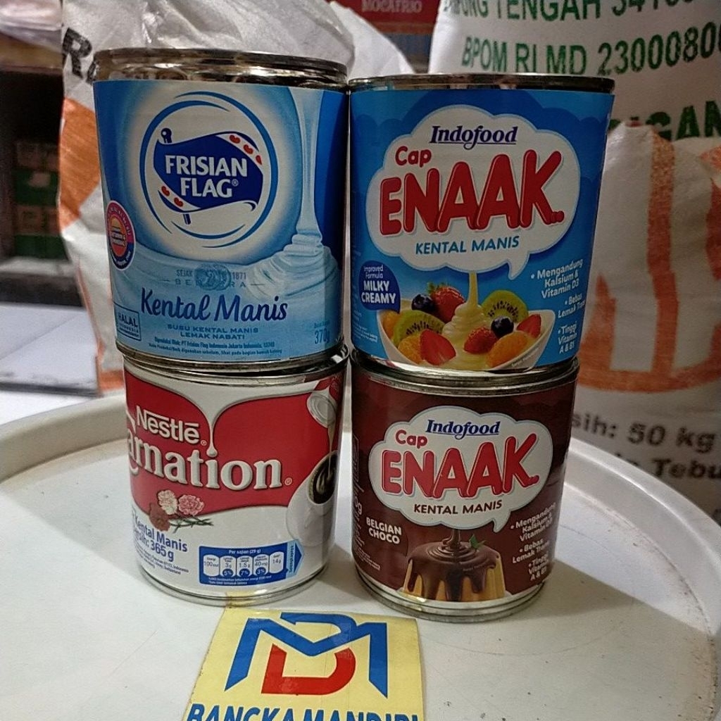

susu kental manis cap enak/ bendera/ carnation/ coklat dan putih krimer Frisian flag kaleng