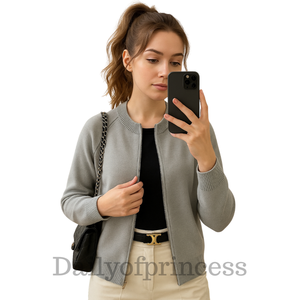 Dailyofprincess Ziva Jaket Wanita Rajut Resleting