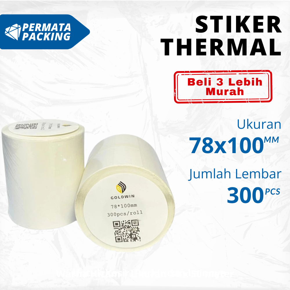 

Kertas Sticker Label Thermal Resi 78x100 mm | Isi 300 Lembar per Roll (GOLDWIN)