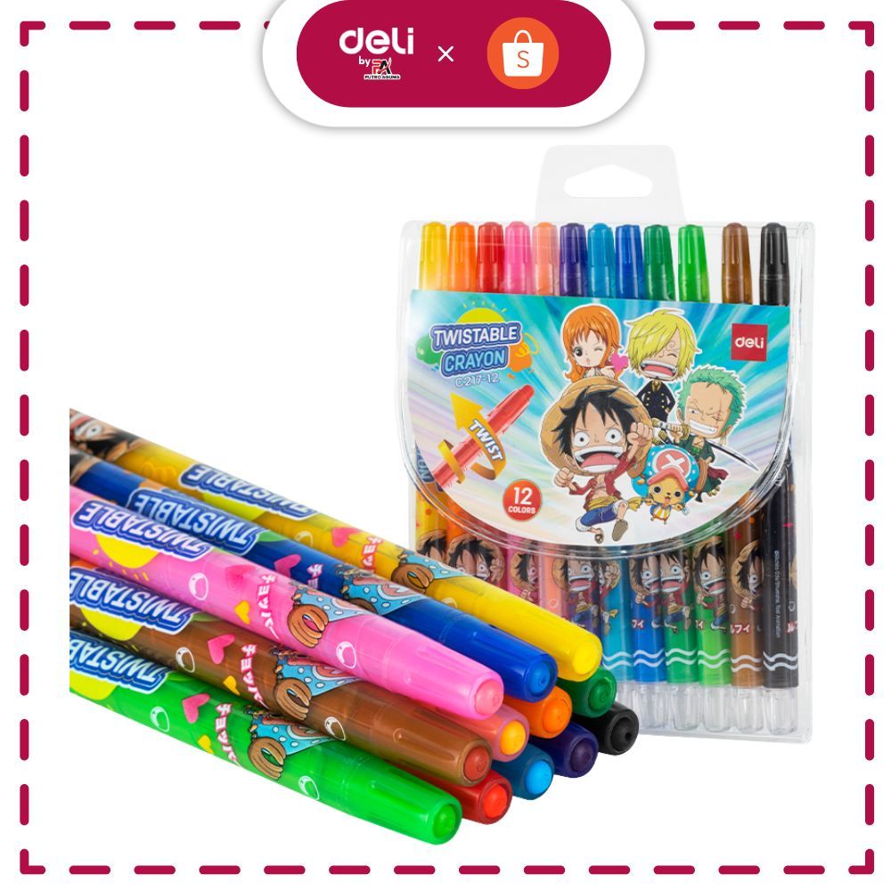 

Deli Twistable Crayon / Krayon Putar EC217-12 Karakter ONE PIECE