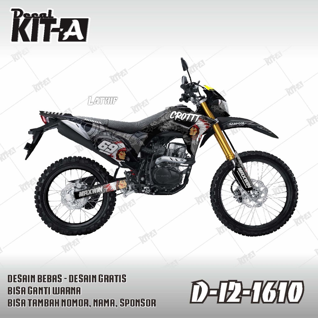 DECAL CRF 150 L 2025 STICKER DECAL CRF150 HITAM MOTIF HONDA I2-1224 D-I2-1610