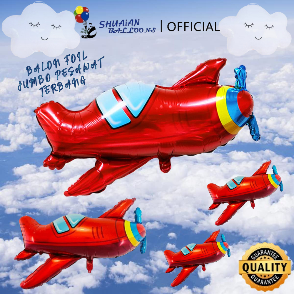 SHUAIAN Balon Foil Pesawat Baling Terbang Jumbo / Balon Bentuk Pesawat Large / Foil Transportasi Uda