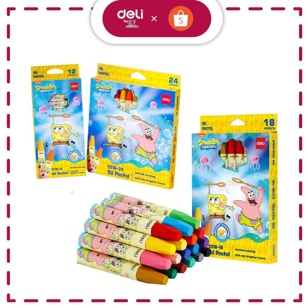 

Deli Krayon Minyak / Oil Pastel 24 warna Spongebob Special Edition EC218