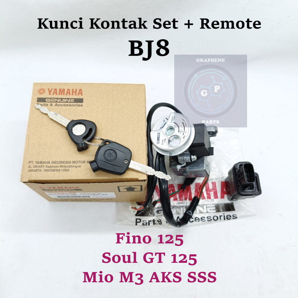 Kunci Kontak Set BJ8 + Remote Yamaha Fino 125 Soul Gt 125 Mio M3 AKS SSS Konci Set Presisi dan Awet