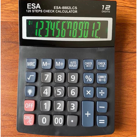 

KALKULATOR LED HIJAU ESA-8882LCS 12 DIGIT | KALKULATOR DAGANG LED ESA-8882 BATRE AAA