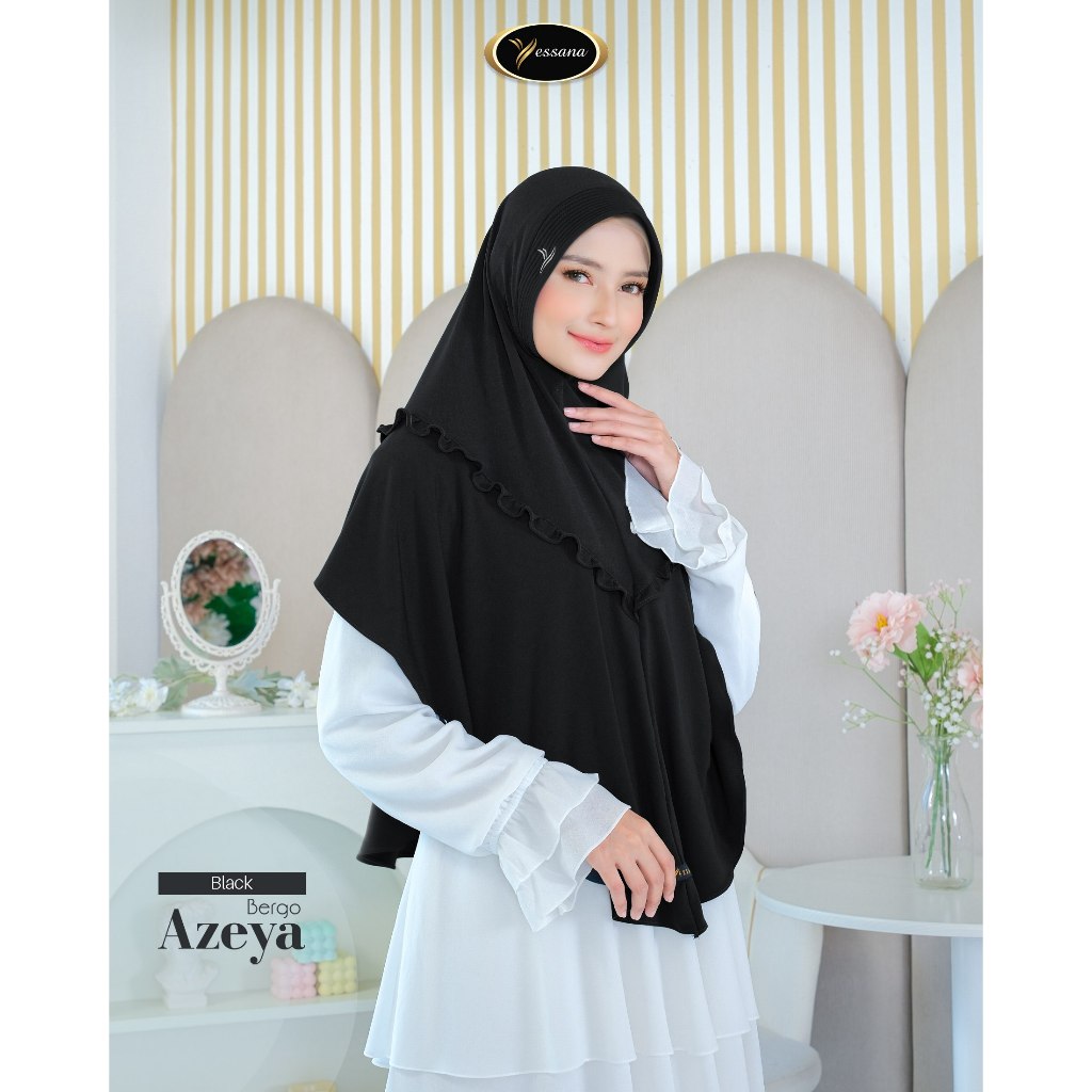 Bergo Azeya Daily Hijab Jumbo Dengan Kombinasi Kriwil Dari Depan Hijab Yessana