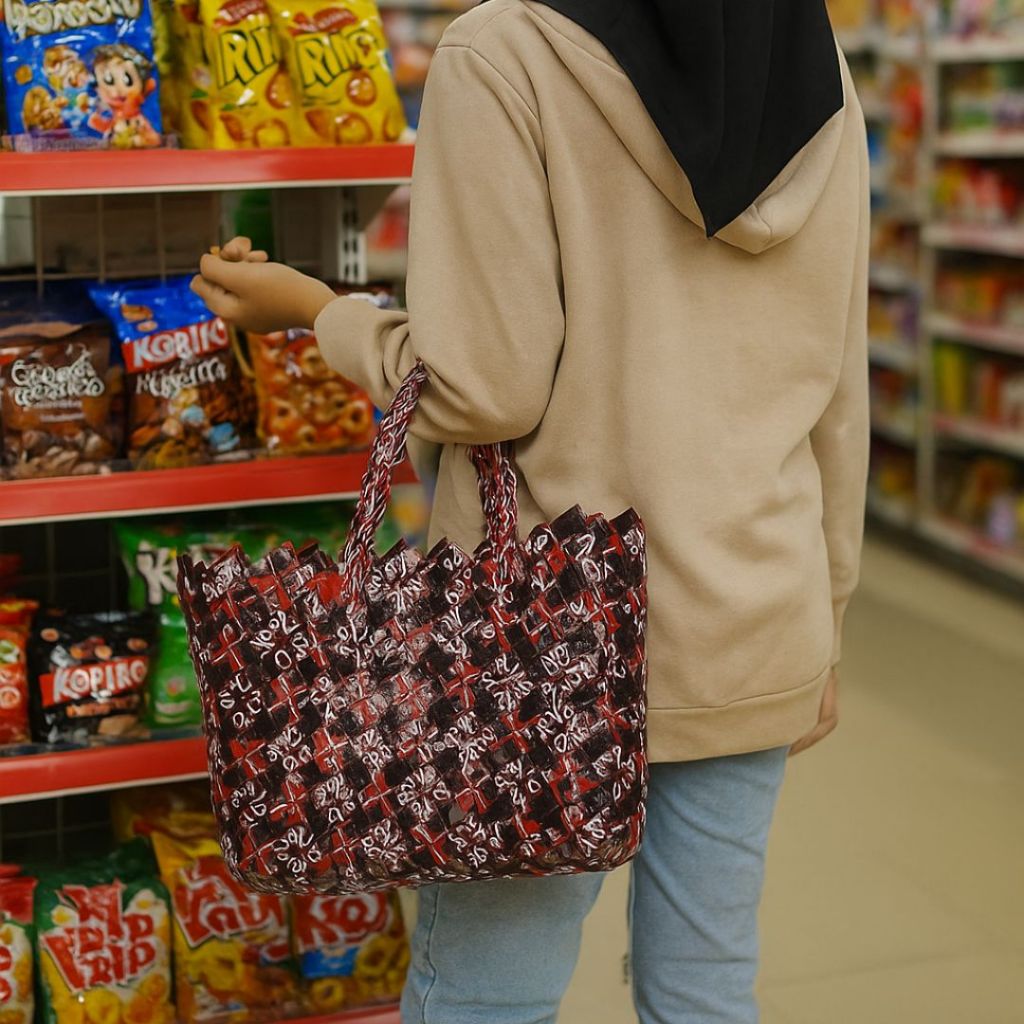 Tas Anyaman Bungkus Kopi Ramah Lingkungan - Tas Belanja Unik Sayuran Dan Buah