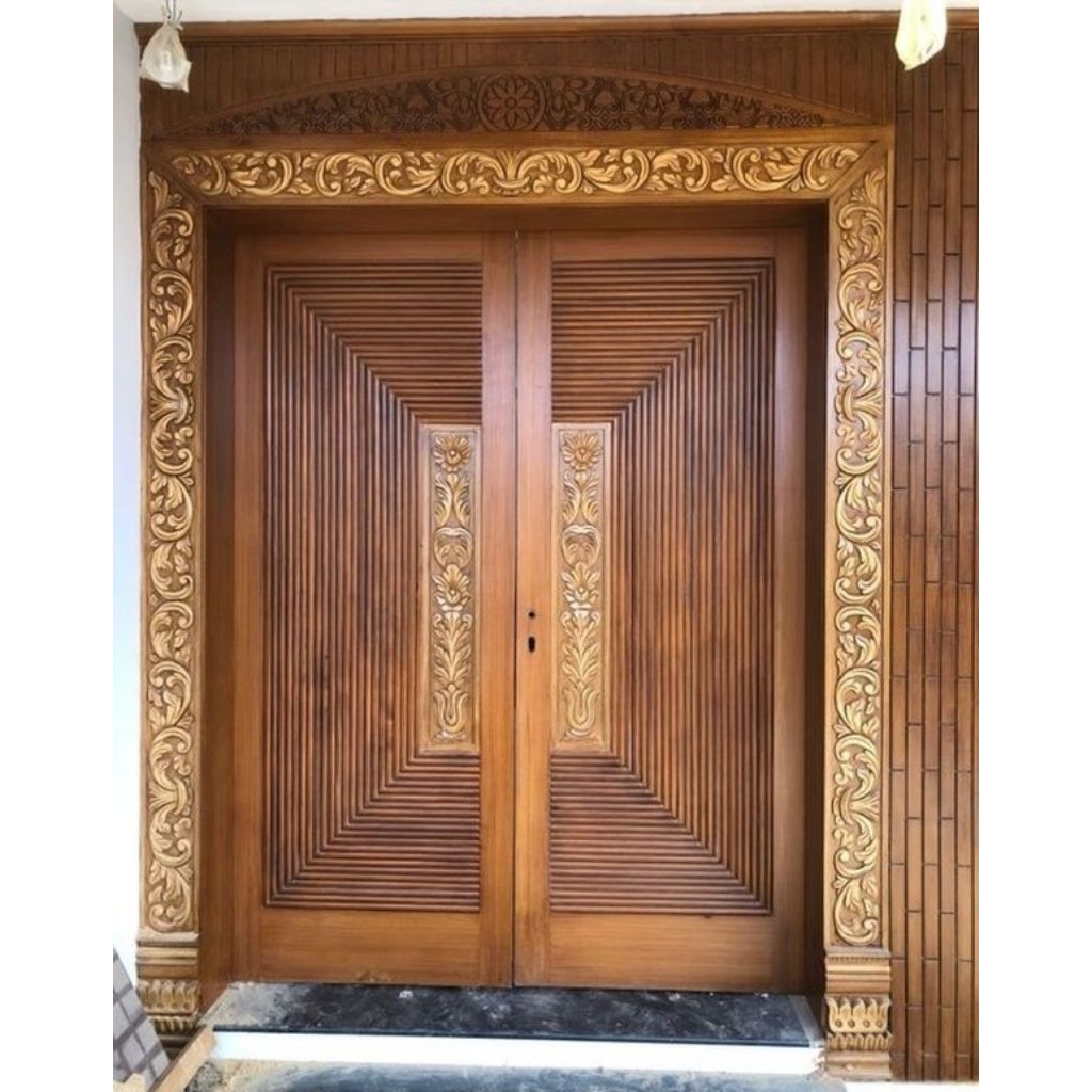 pintu kuputarung jati pintu ukiran jati solid pintu mewah jati