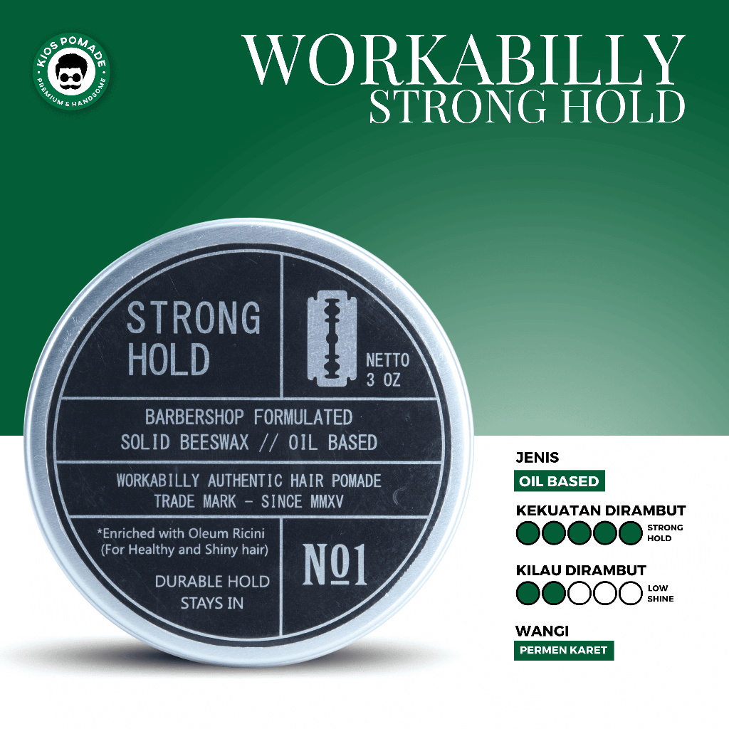 Pomade Workabilly Strong Hold Oil Based  - Minyak Rambut Pria Aroma Wangi Bubble Gum Permen Karet