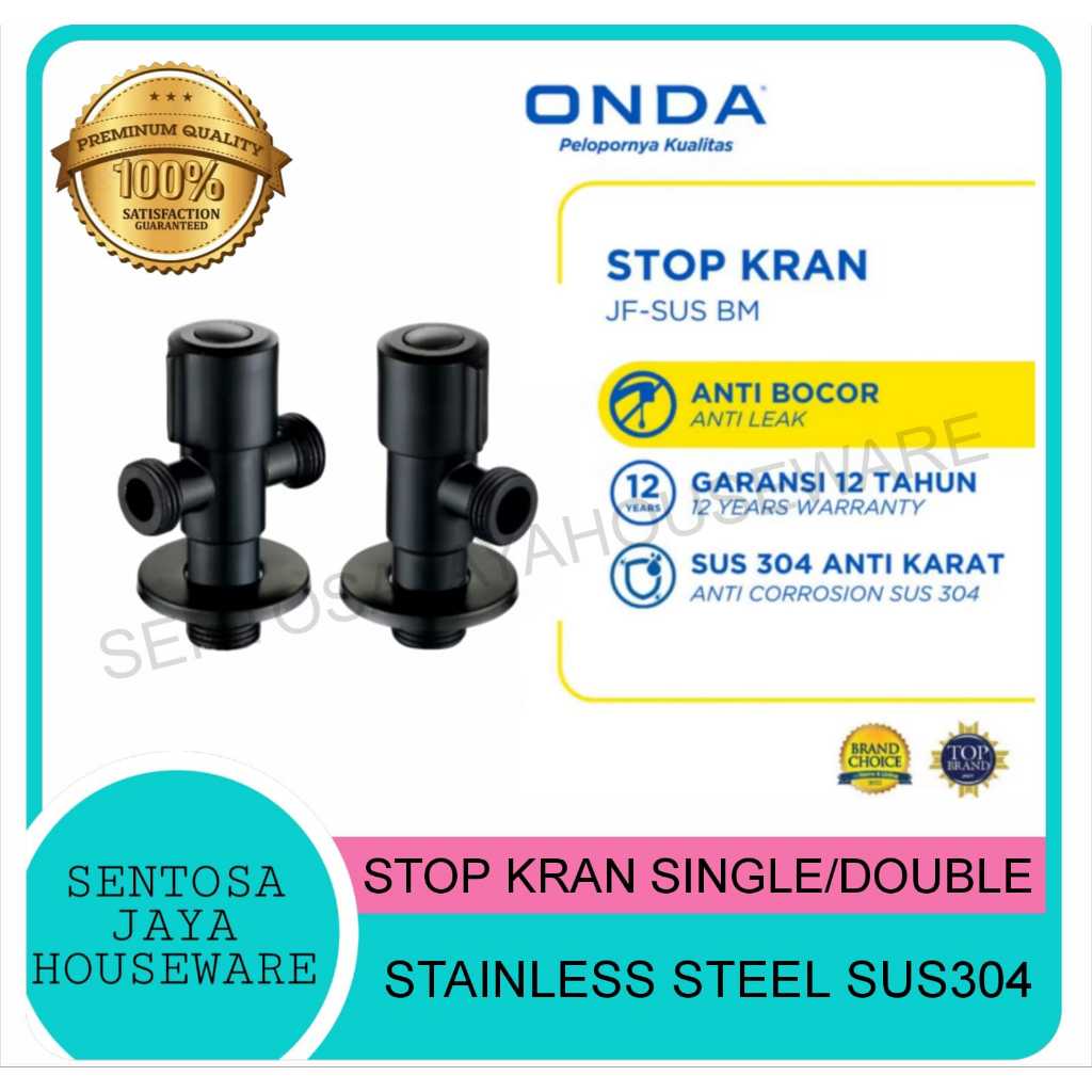 STOP KRAN TOILET CLOSET ONDA STAINLESS STEEL BLACK EDITION / KRAN CLOSET TOILET WASTAFEL ONDA