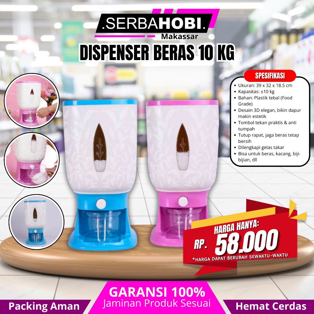 Dispenser Beras 10 KG / Dispenser Beras 10 Kg Rice Box DispenserRice Dispenser  / Tempat Wadah Penyi