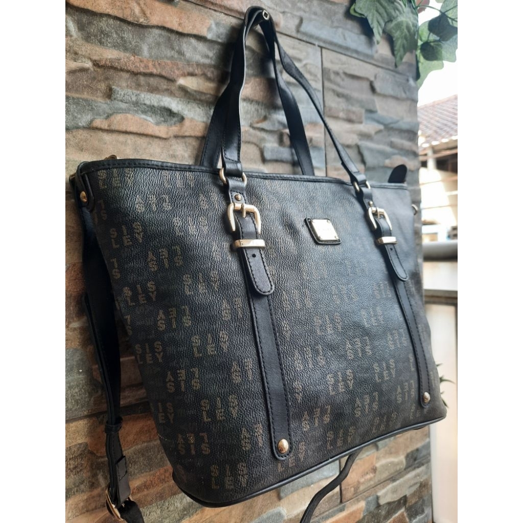 Tote Hitam SISLEY - TAS PRELOVED BRANDED ORIGINAL