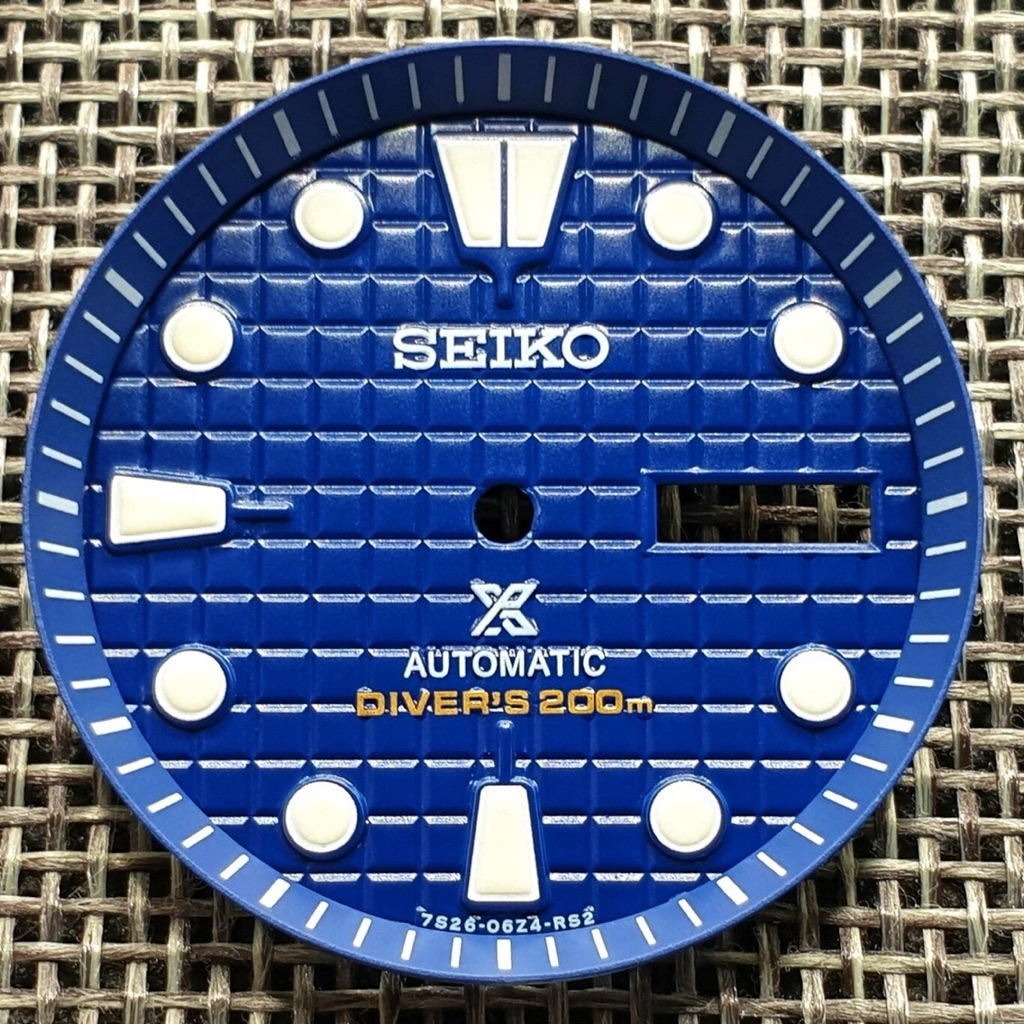 seiko waffle dial date navy day date plat diver 7002 skx srpd padi prospex 28.5 mm