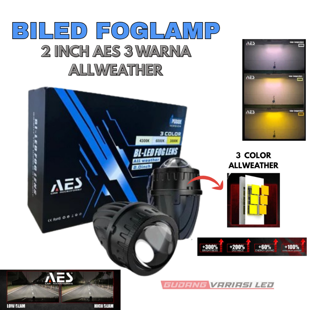 BILED FOGLAMP 2 INCH AES 3 WARNA ALLWEATHER