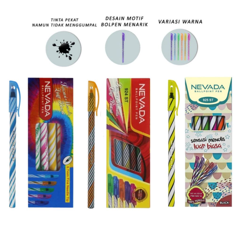 

1 LSN / 12 Pcs Pulpen Ball Pen Nevada 923ST ~ 924ST ~ 925ST