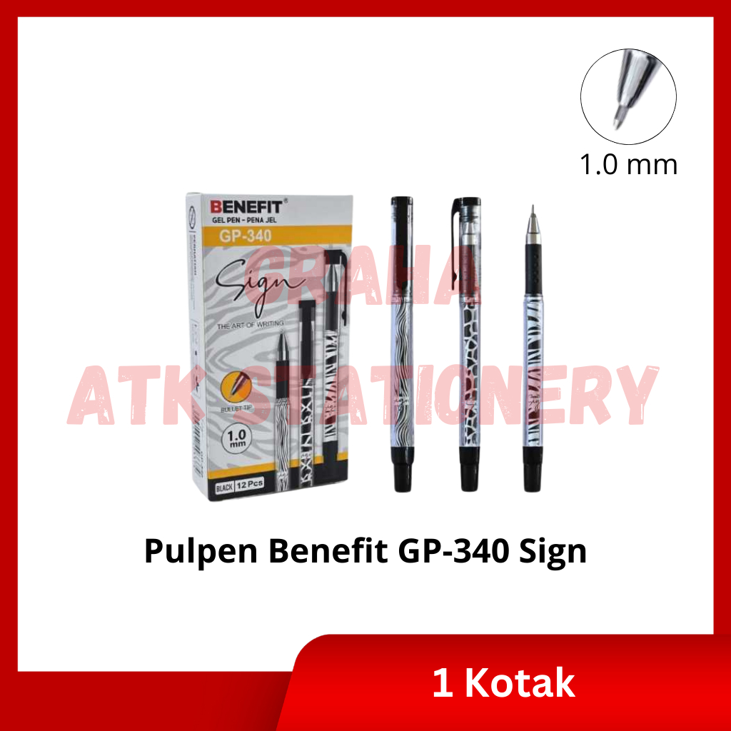 

[1 Kotak] Pulpen Benefit GP-340 Sign / Gel Pen 1.0mm Benefit GP-340 Sign